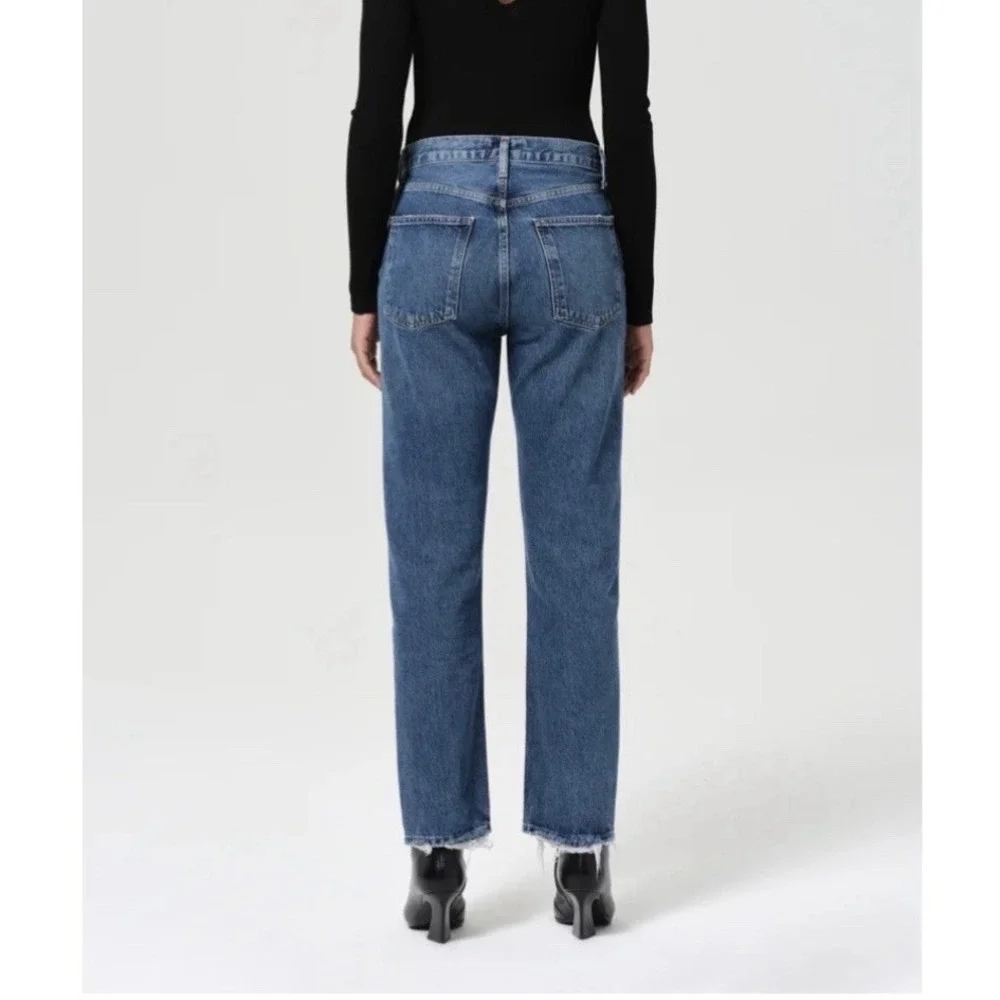 AGOLDE 90's Pinch Waist High Rise Straight Jeans In Range Wash - Size 33 - Picture 2 of 9